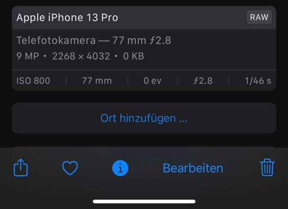 iPhone 13 pro bloß 9 MegaPixel?