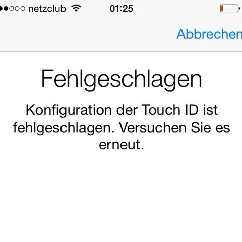 Fehler beim Fingerabdruck Hinzufügen - (Apple, iPhone 5S, homebutton)