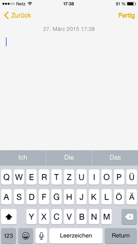 Normal ( Wenn Shift nicht drücke) - (iPhone, Tastatur, iOS 8)