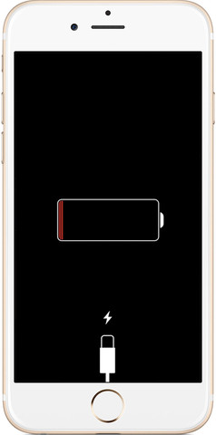 Rote Batterie mit Stromkabel - (Apple, Akku, iPhone 6S)