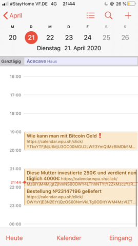 Iphone Kalender Spam Werbung Computer Handy