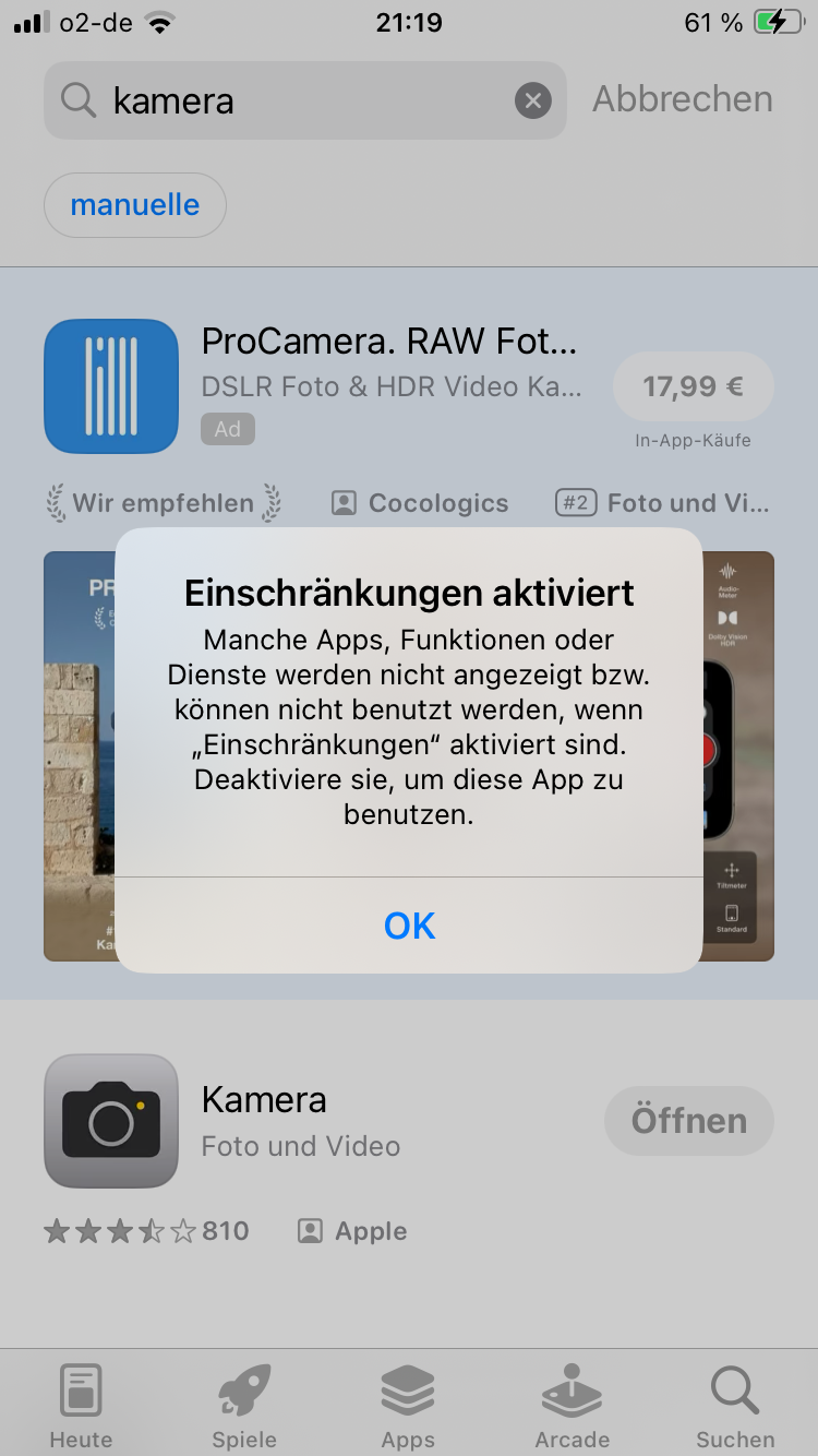 iPhone Kamera app weg? (Apple)