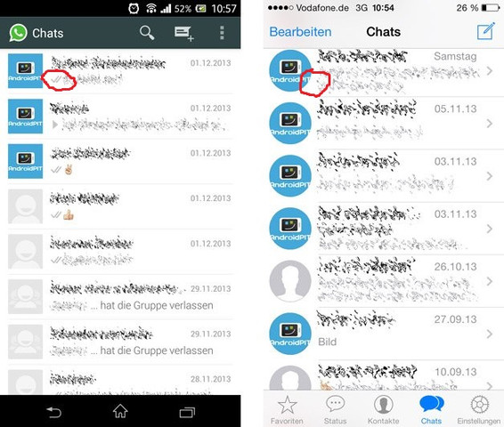 Android - iOS - (iPhone, WhatsApp)