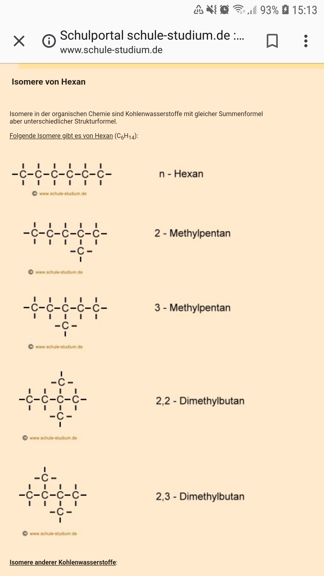 Isomere Von Hexan D Schule Chemie