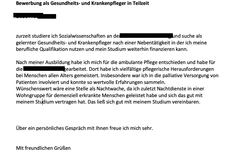 Ist Das Bewerbungsanschreiben So In Ordnung Studium Bewerbung Nebenjob