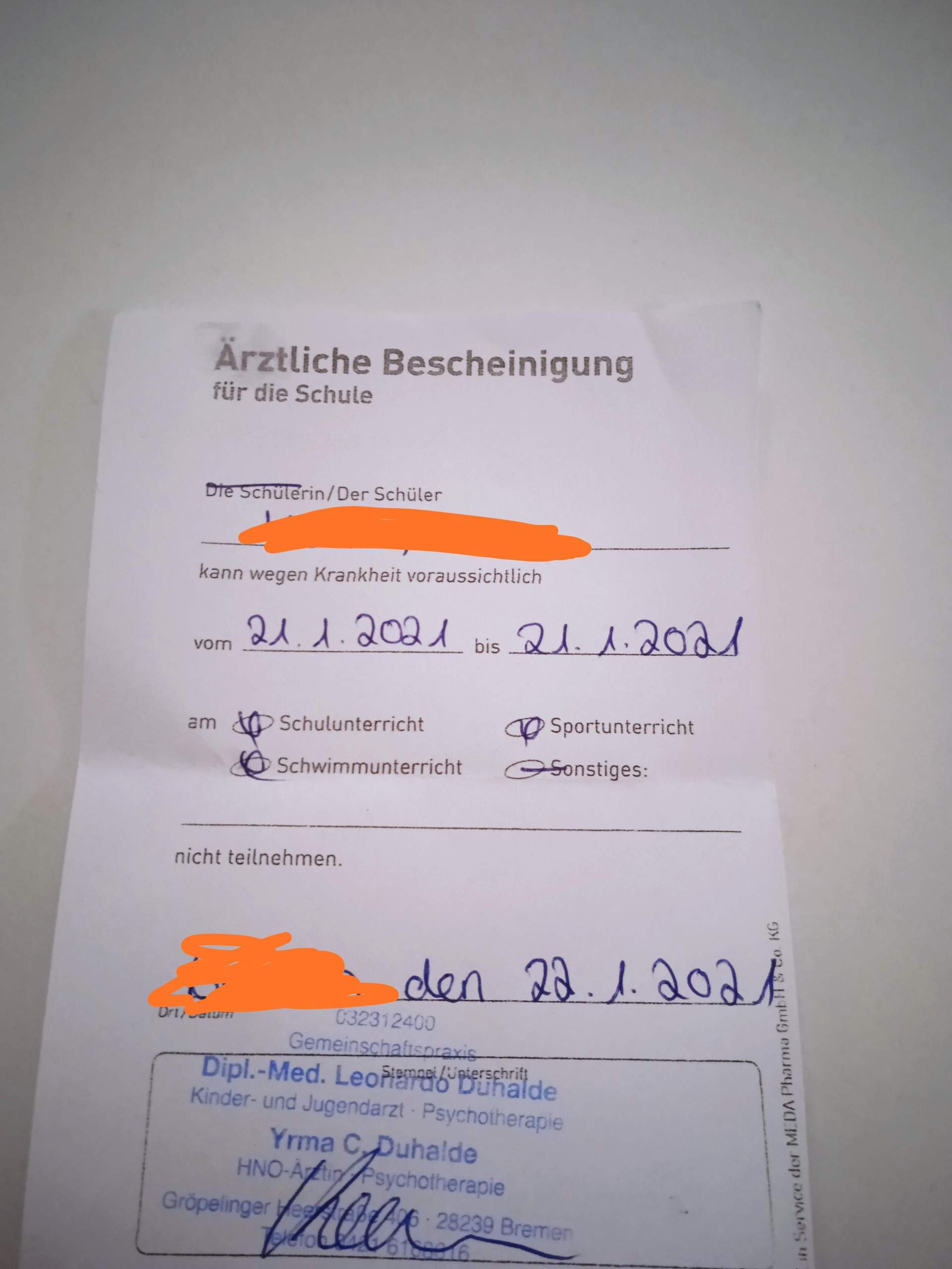 Ist das ein attest? (Schule, Gesundheit und Medizin)