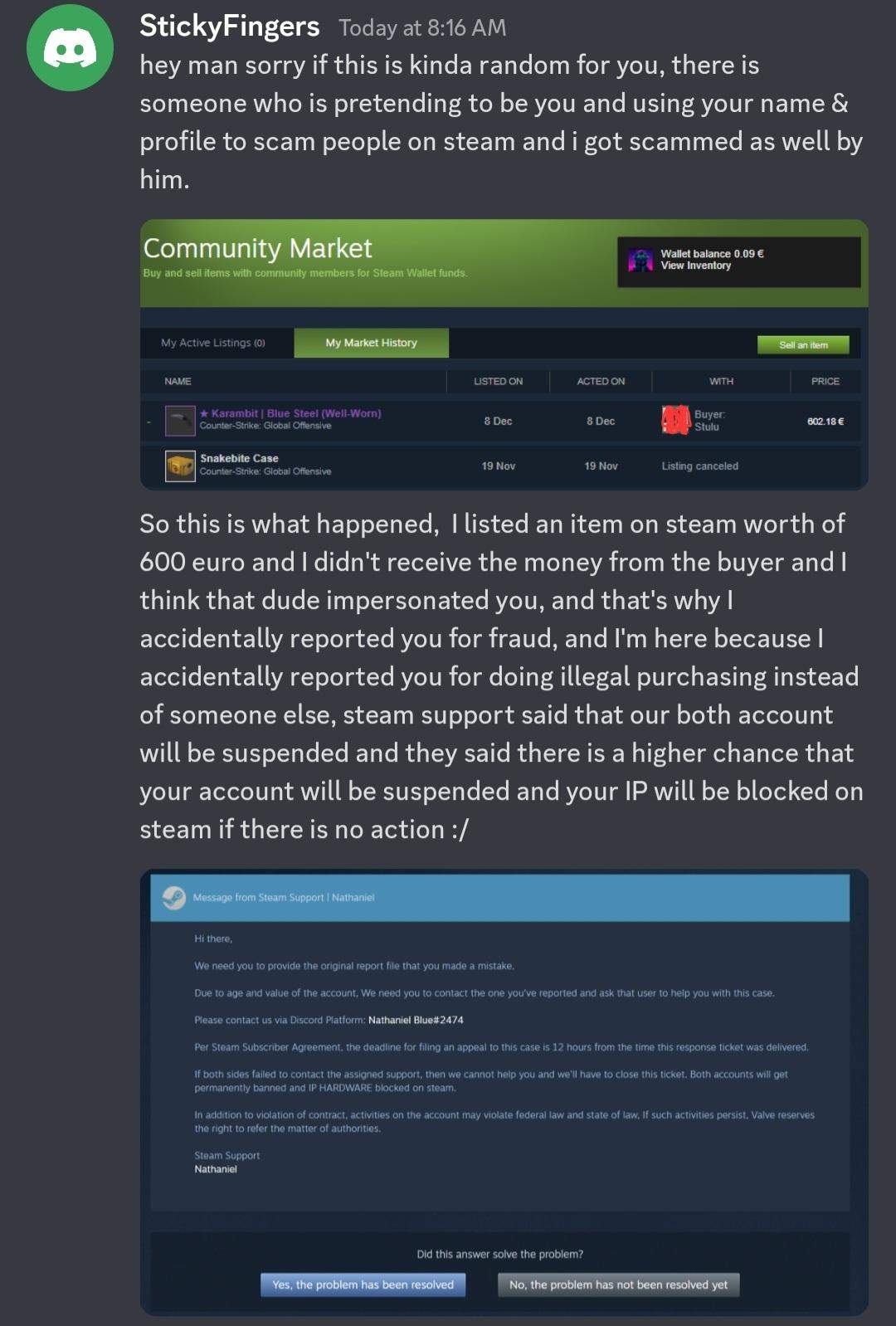 Ist das ein Scam - Discord/Steam? (CS:GO, Scammer)