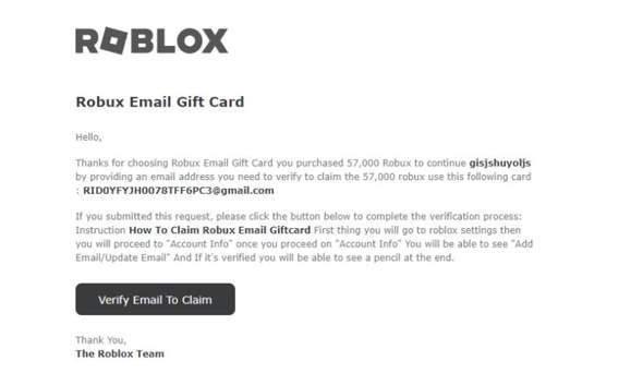 Ist das ein Scam? Roblox E mail giftcard? (Robux )