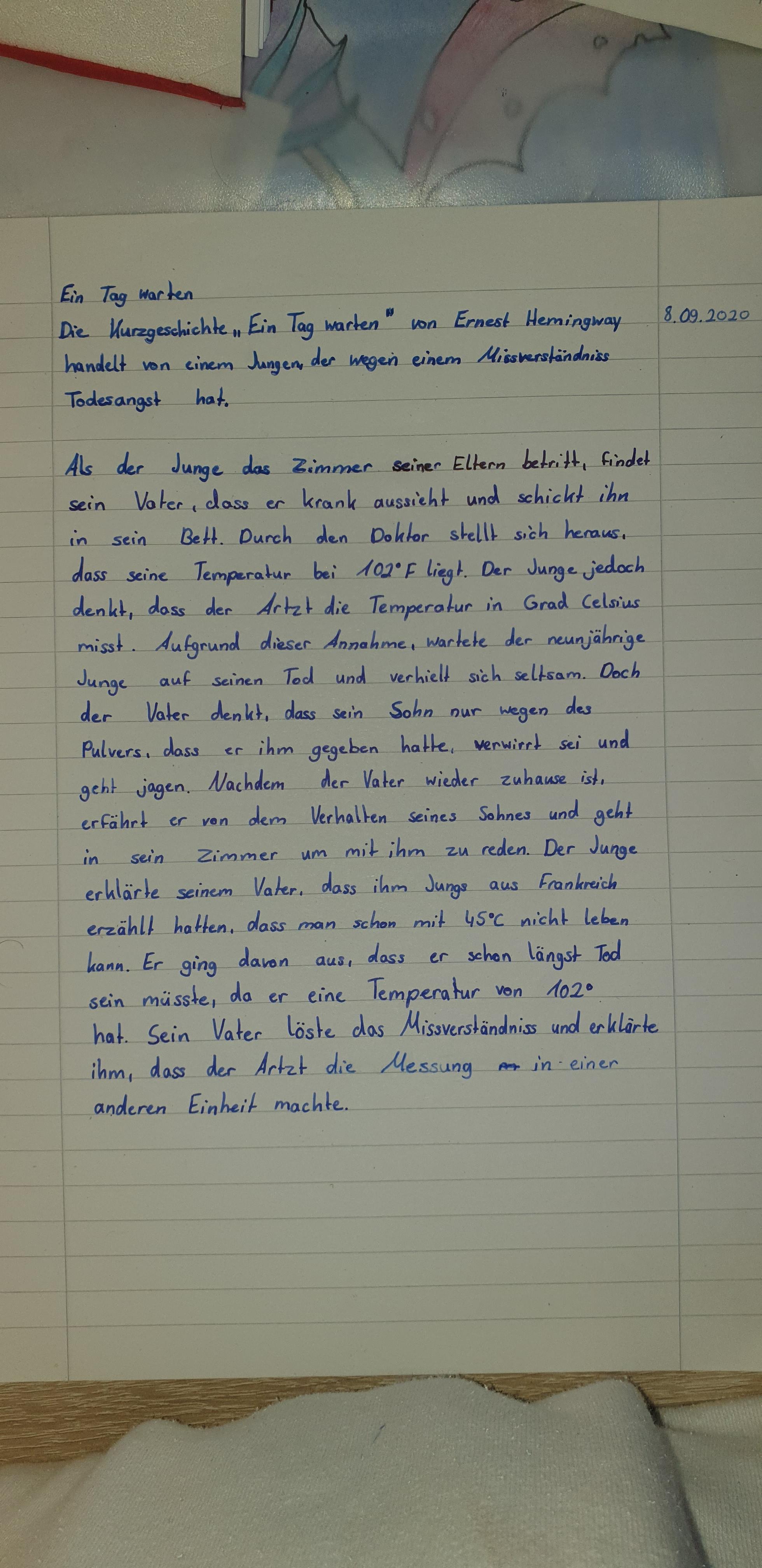 Ist das eine gelungene inhaltsangabe? (Deutsch)