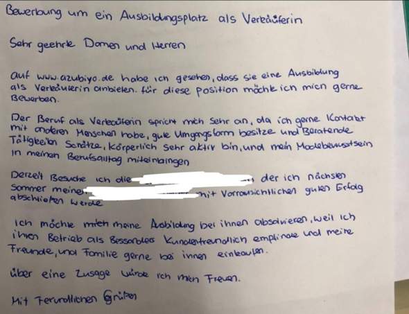 Ist Das Eine Gute Bewerbung Und Kann Ich Die Benutzen Ist Meine Erste Bewerbung Ausbildung