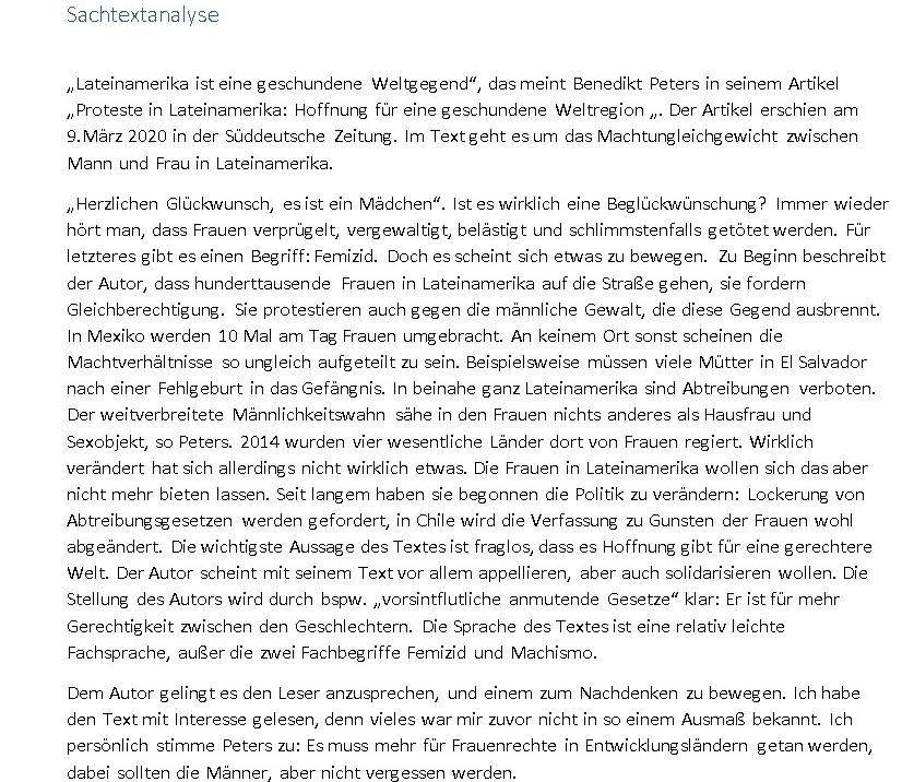 Ist das eine gute Sachtextanalyse? (Schule, Deutsch, Klausur)