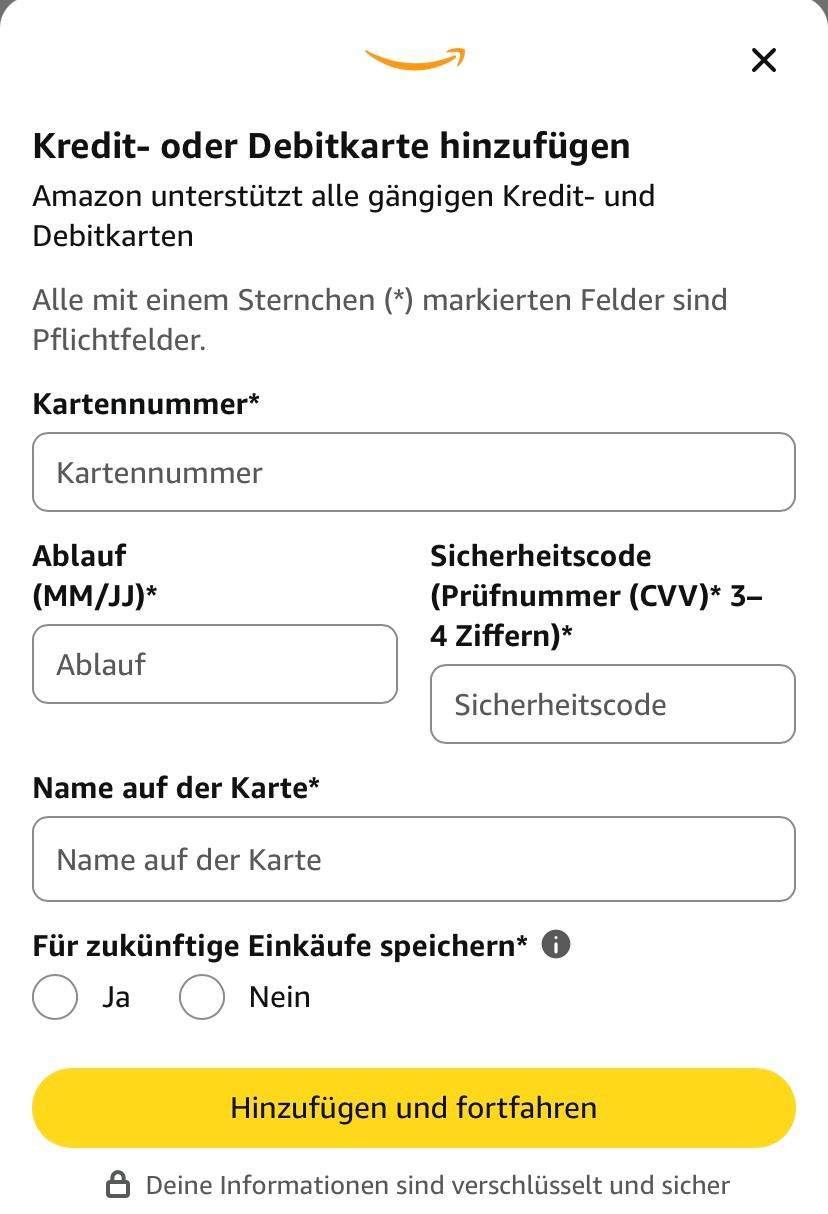 Ist das Normal, dass Amazon die PIN zu meiner Karte will? (Bestellung)
