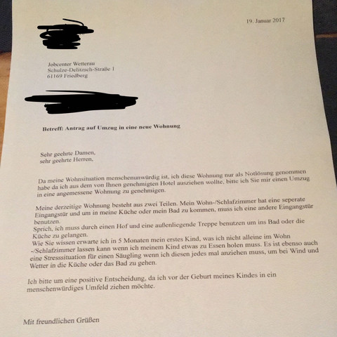 Das schreiben was ich aufgesetzt habe - (Wohnung, schwanger, Umzug)
