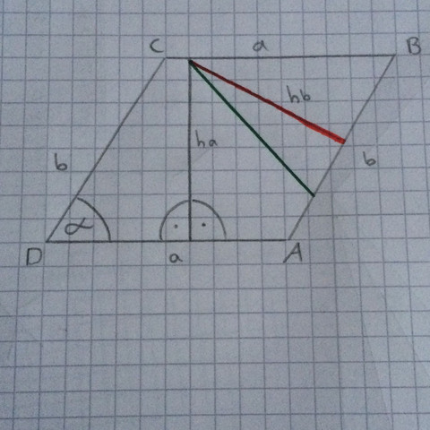 Parallelogramm (Höhe hb zeichnen) - (Schule, Mathematik, Ausbildung und Studium)