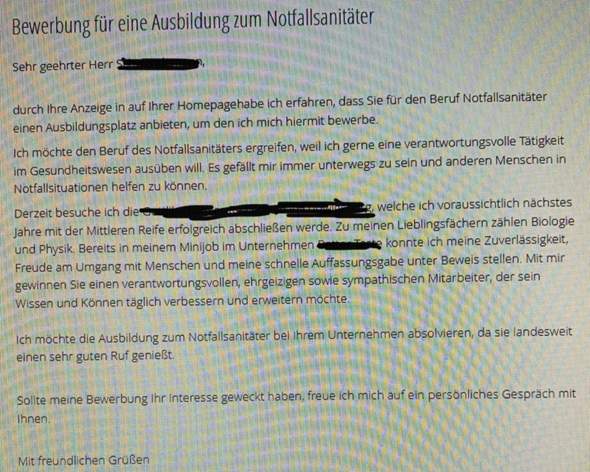 Ist Das So Besser Anschreiben Bewerbung Rettungsdienst Notfallsanitater Bewerbung Notfallsanitäter