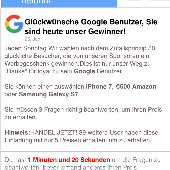 Gewinnspiel Betrug Gewinnspiel Betrug