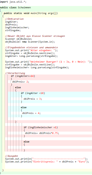 Ist der Java Code richtig programmiert? (Schule, App, Programmiersprache)