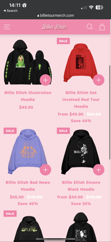 Ist die Billie Eilish Seite offiziell Konzert Merchandise