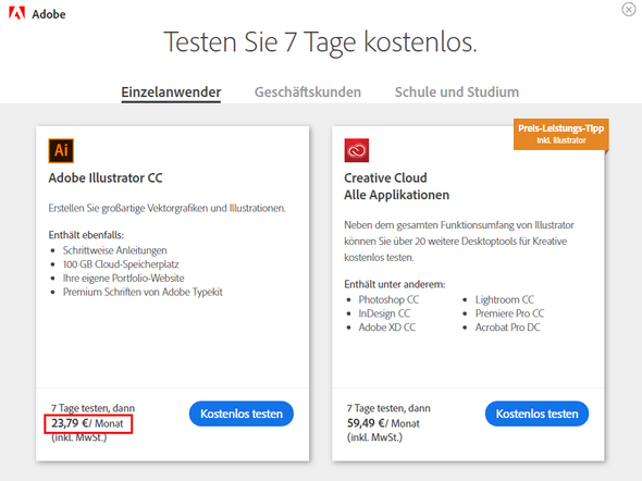 Ist Die Demo Von Adobe Illustrator Wirklich Kostenlos Oder Wird Nach 7 en Wenn Die Zeit Abgelaufen Ist Direkt Mit Geld Erweitert Obwohl Ich Nur Testen Will Computer Testversion Scam