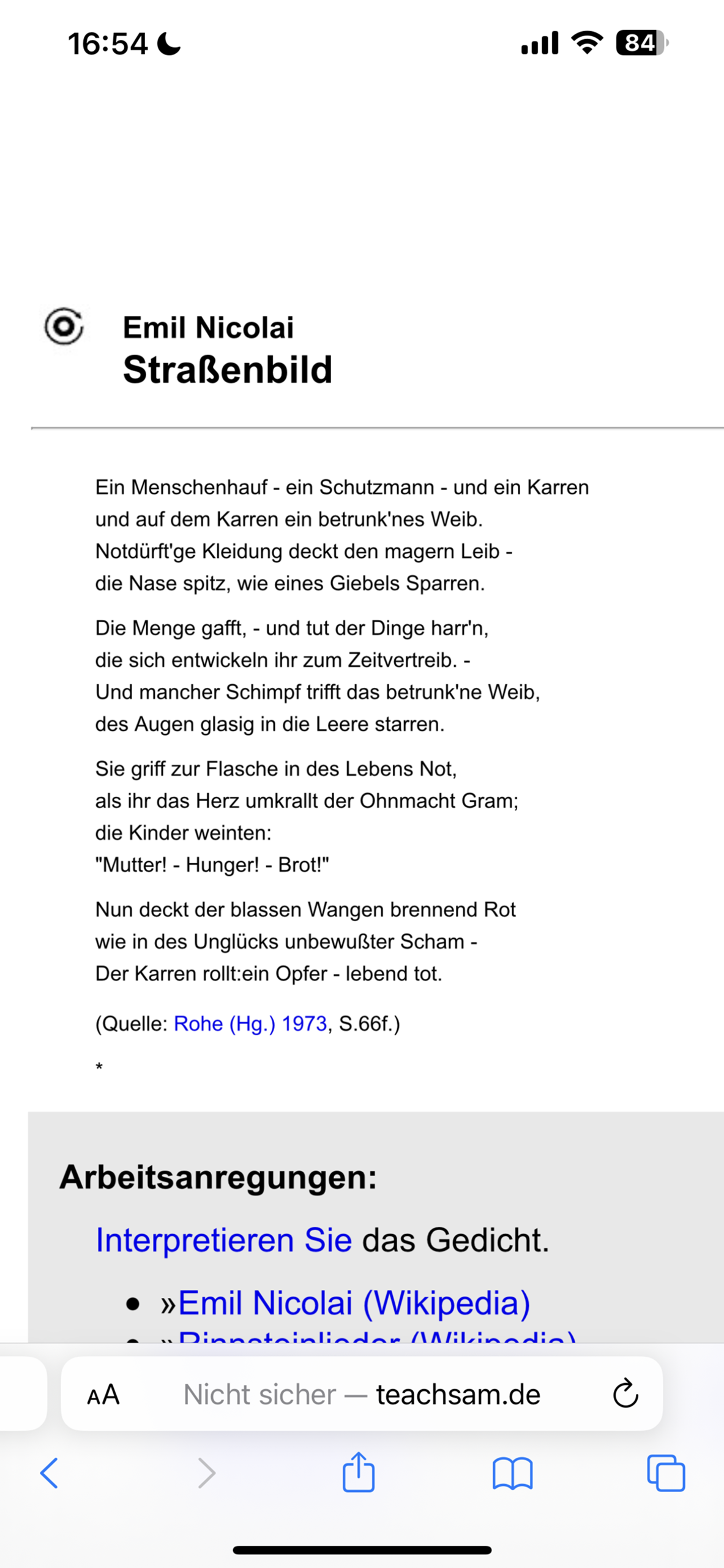 Gedicht Ist die Gedichtsanalyse für das Gedicht Straßenbild gut und welcher ...
