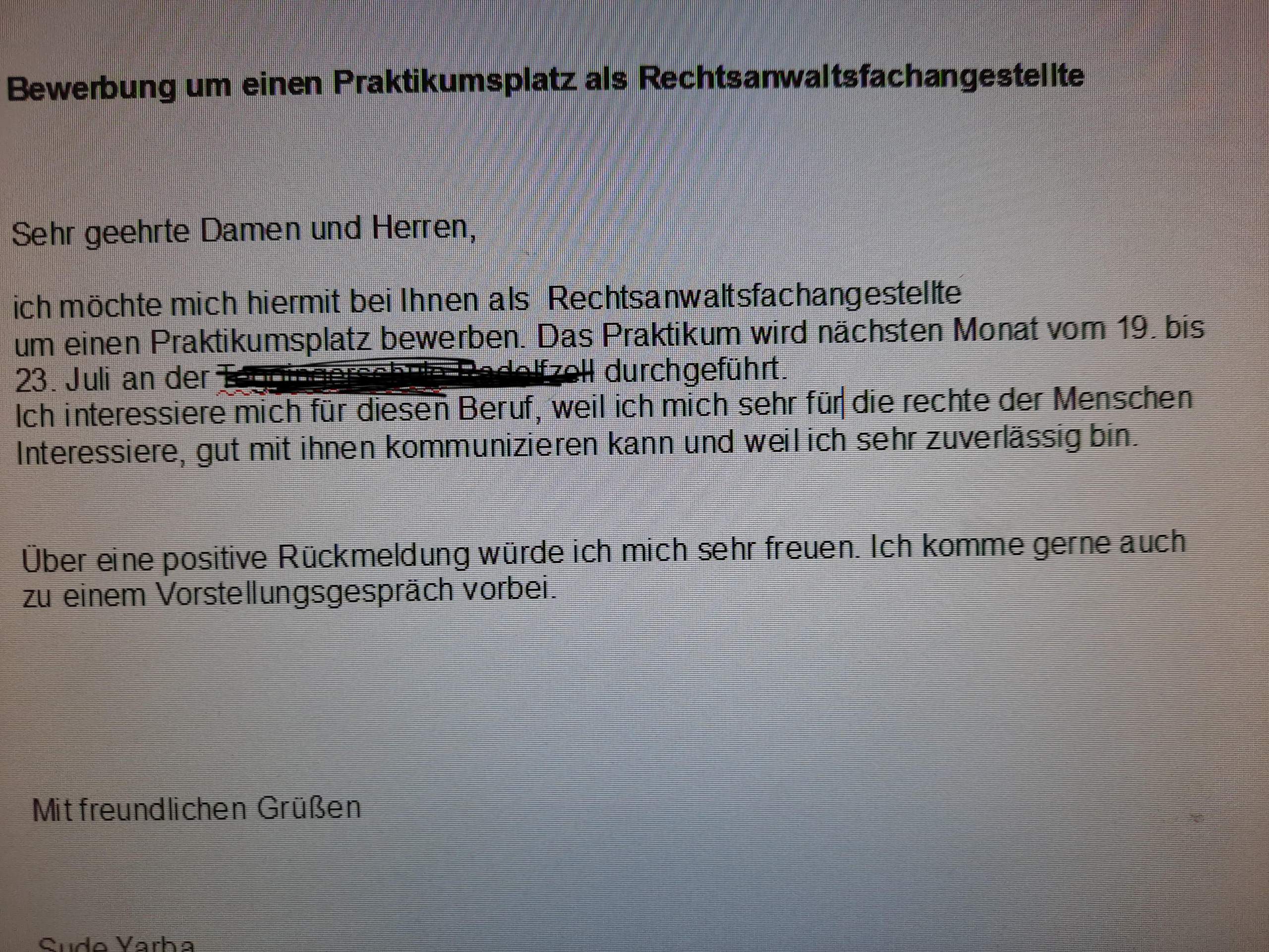 Ist diese Bewerbung gut? (Ausbildung)