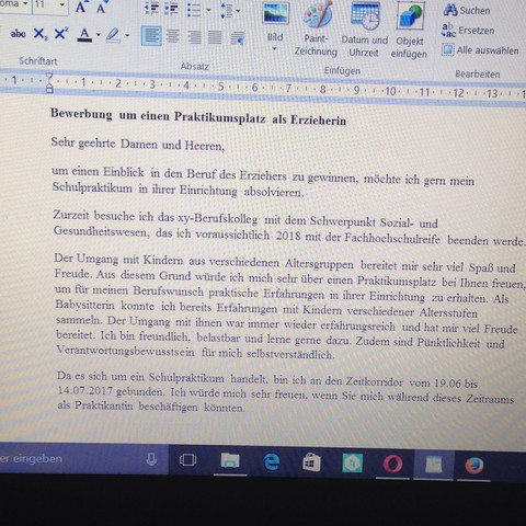 Ist Diese Bewerbung Gut Kindergarten Praktikum Deutsch Grammatik Lebenslauf