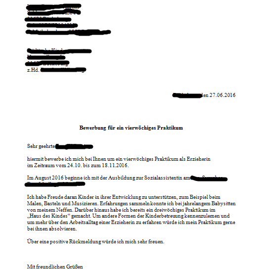 Ist diese Bewerbung so O.K? Kann ich sie so abschicken ...