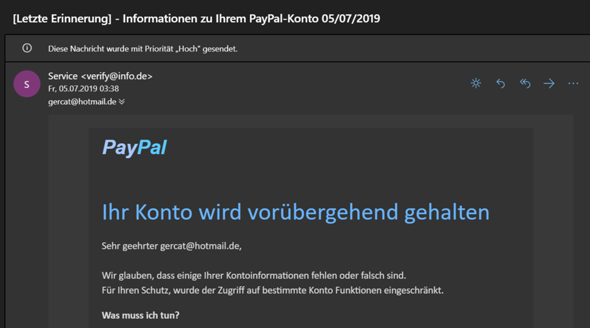 Ist Diese E Mail Wirklich Von Paypal Betrug Scam Phishing