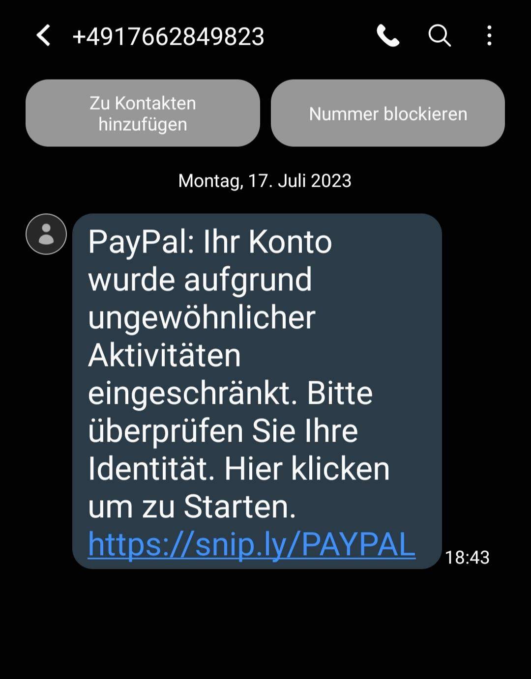Ist diese Nachricht echt oder Spam? (Smartphone, Virus, Trojaner)