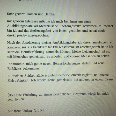 Ist Diese Schreibweise In Ordnung Ausbildung Und Studium Medizin Bewerbung Medizinische Fachangestellte Ausbildungsplätze