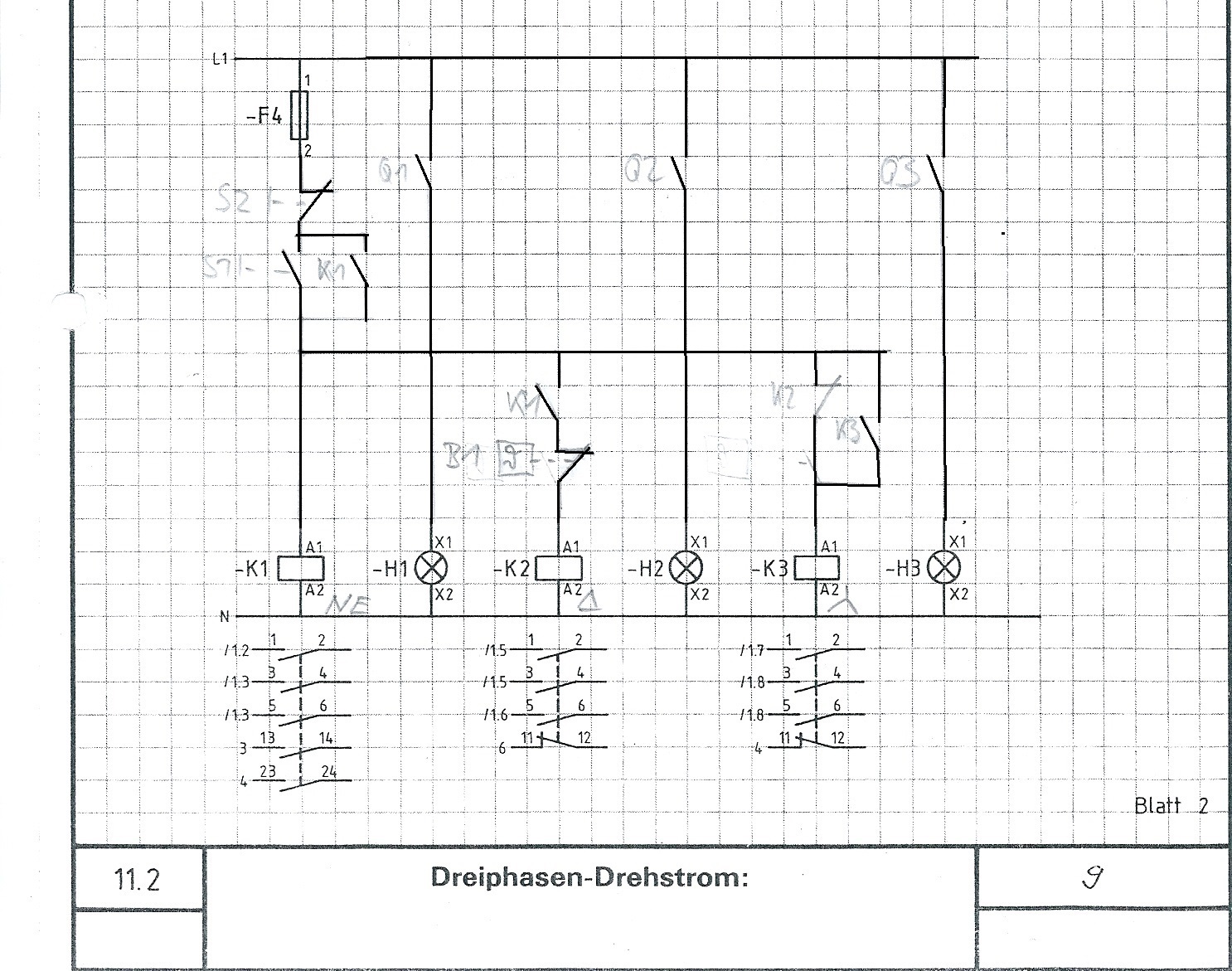 Ist diese Stern-dreieck-Schützschaltung richtig? (Physik, Elektronik