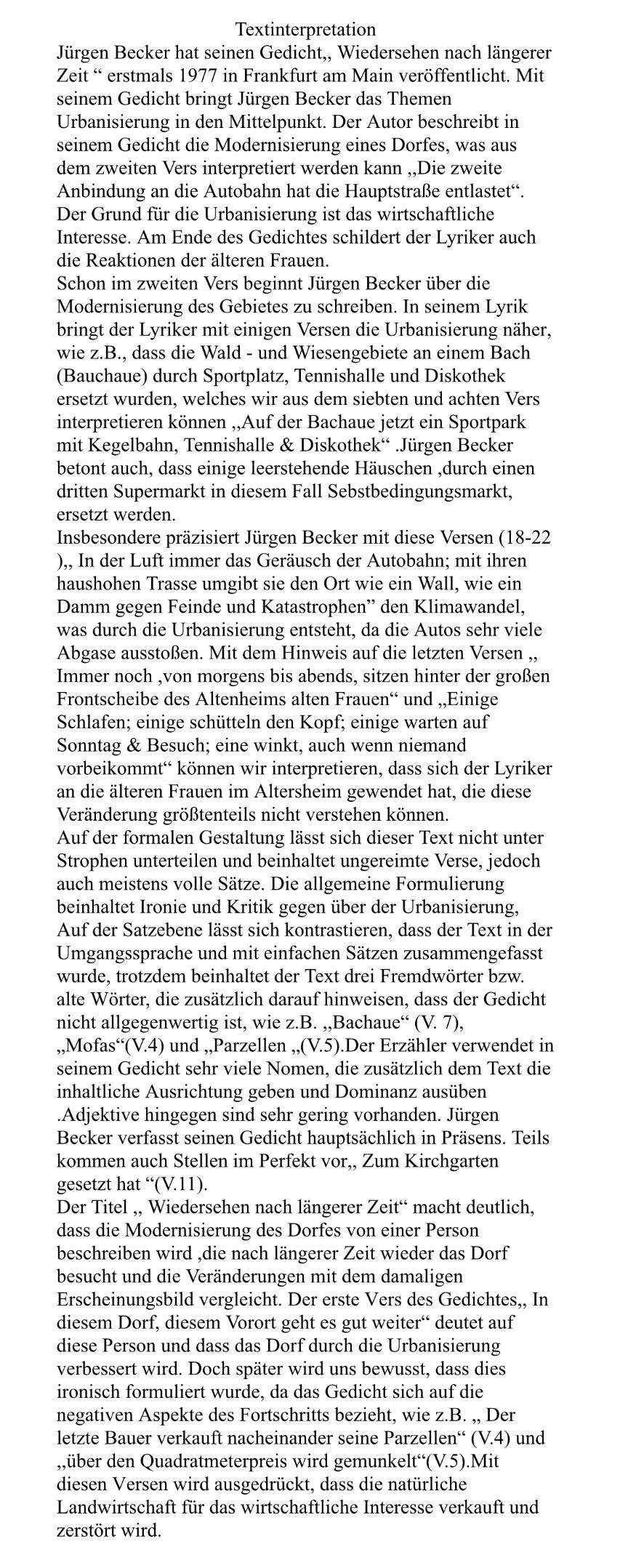 Ist diese Textinterpretation gut? Schule, Deutsch)