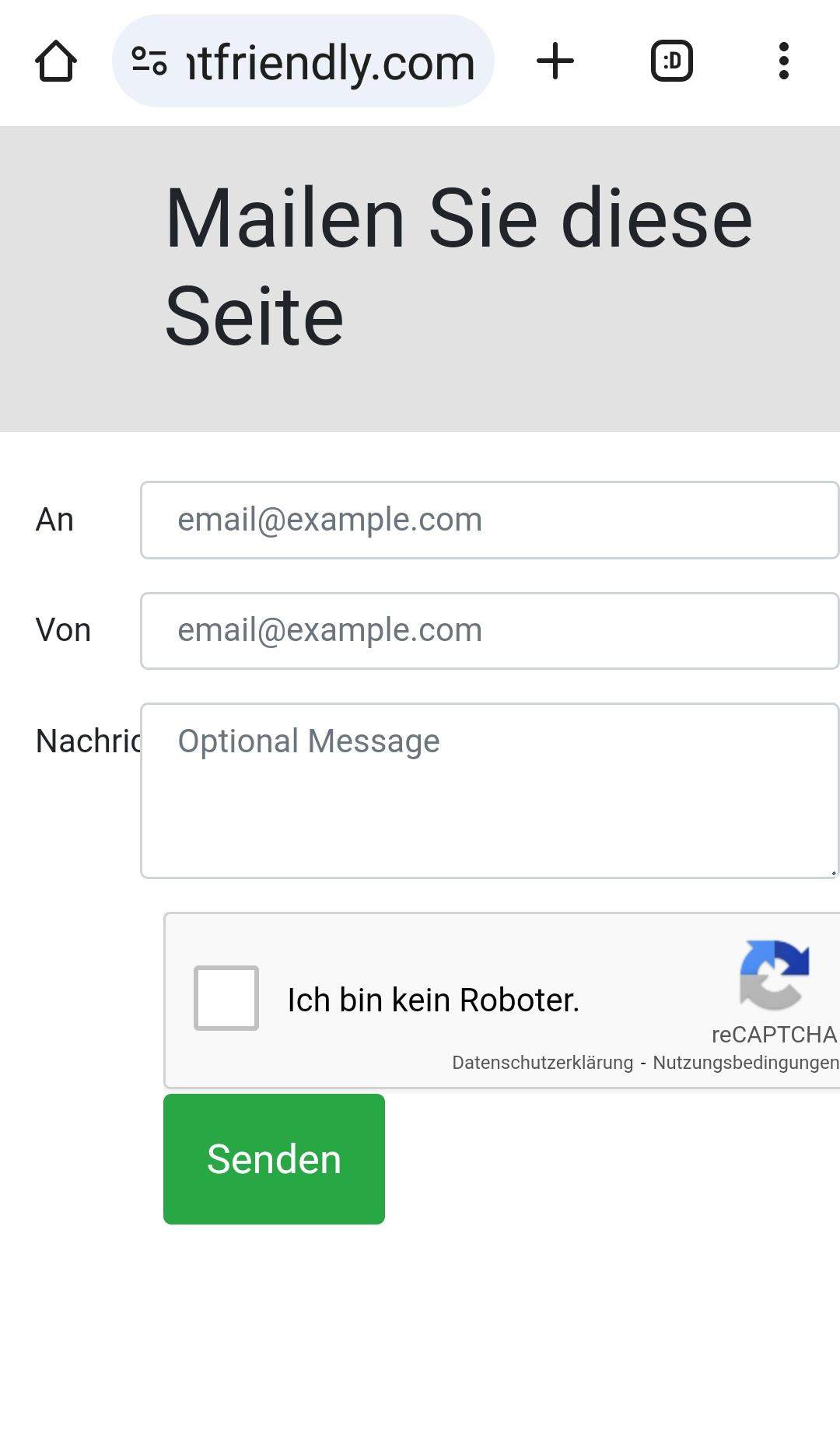 Ist diese Webseite zum E-Mail-Versand sicher? (Smartphone)