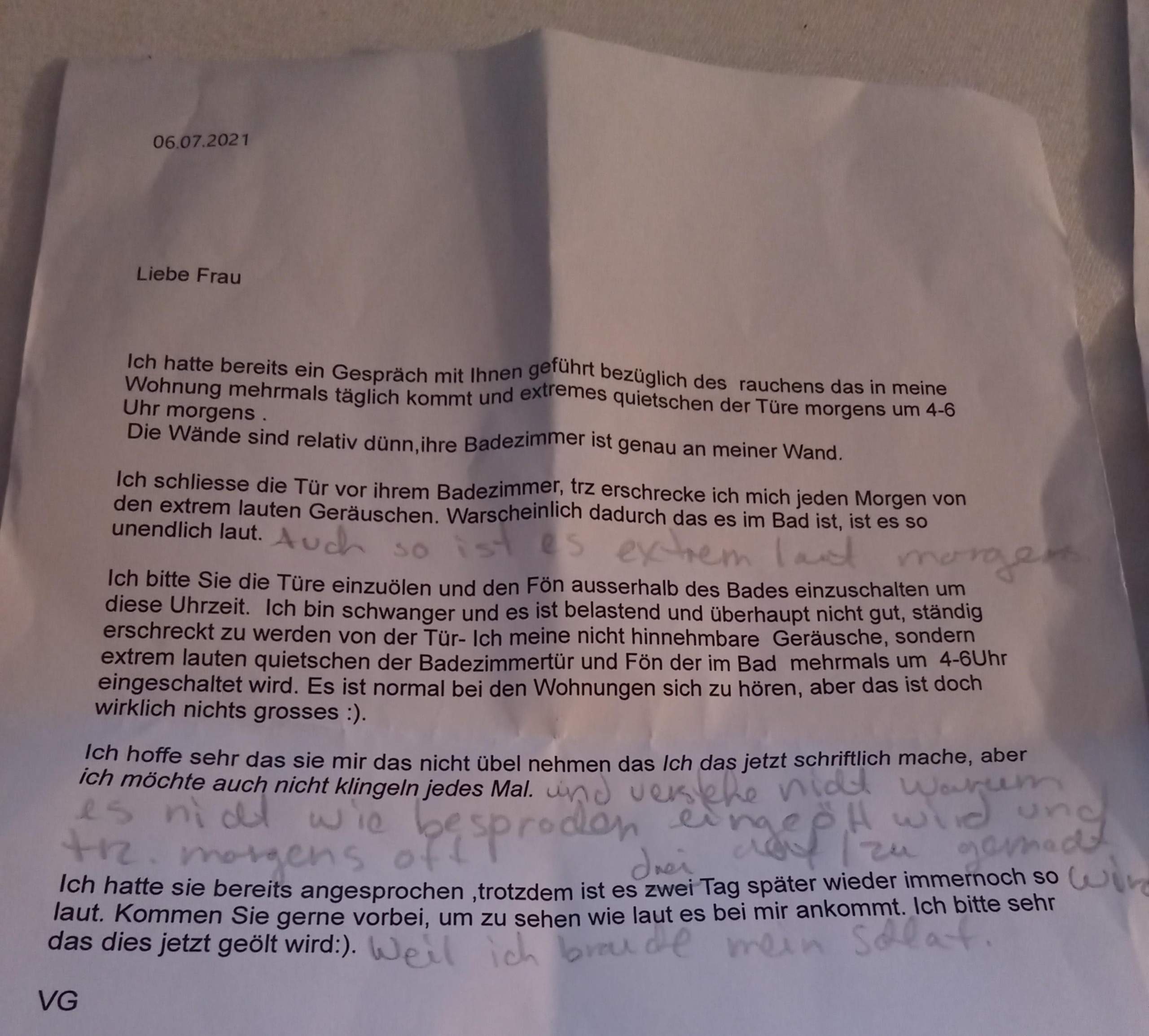 Ist dieser Beschwerdebrief übertrieben? (Nachbarn, Beschwerde)