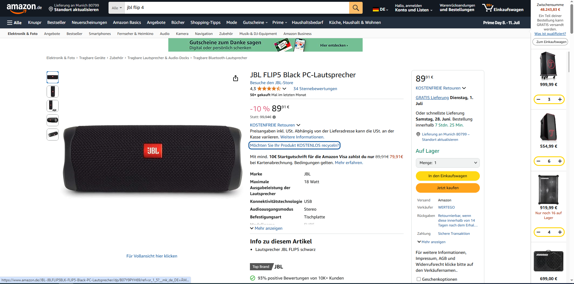 JBL FLIP5 Caleidoscoop 5e generatie Bluetooth-luidspreker - zwart | NL JBL FLIP5 Caleidoscoop 5e generatie Bluetooth-luidspreker - zwart | NL