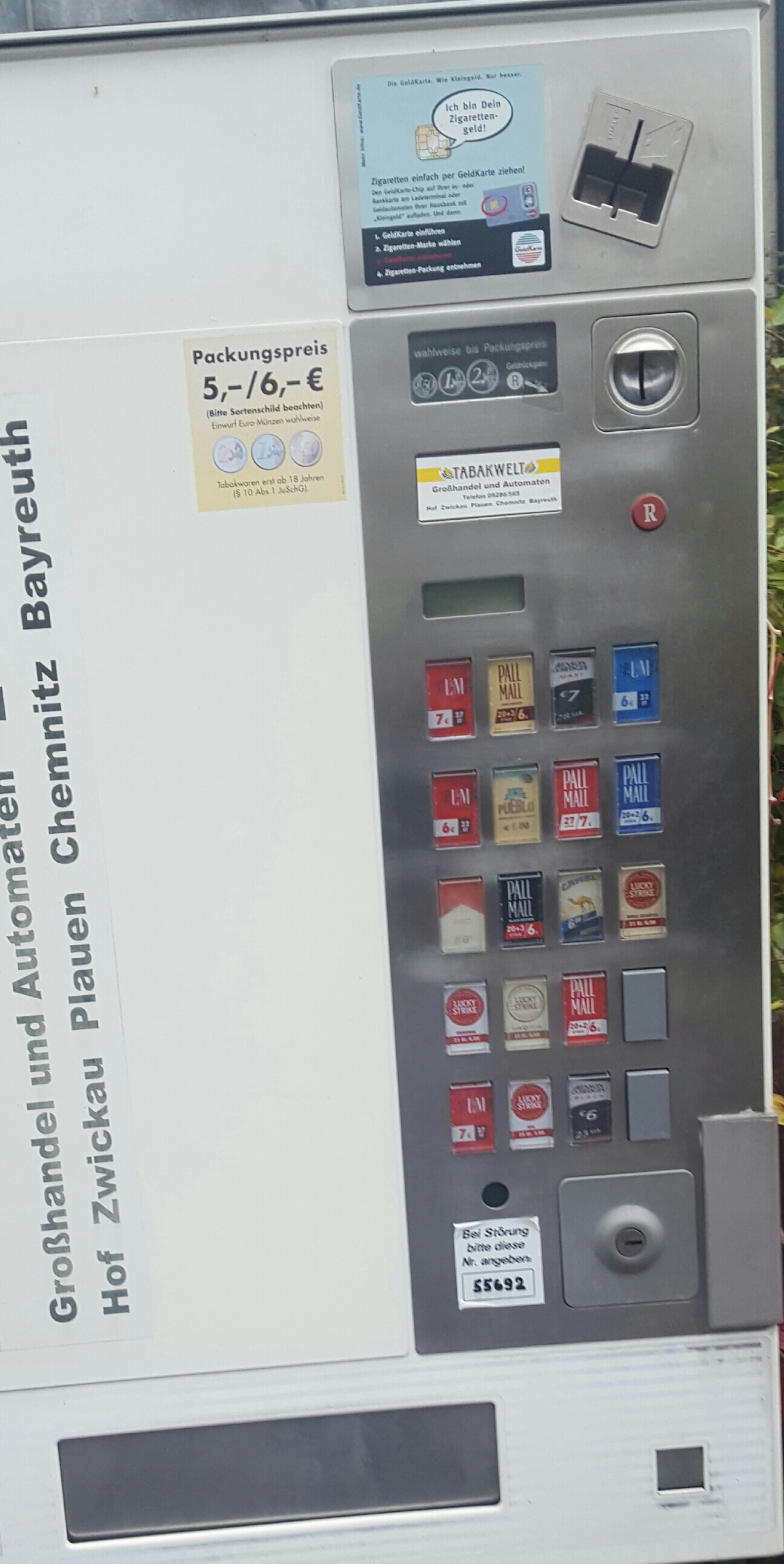 Zigarettenautomat Münzen