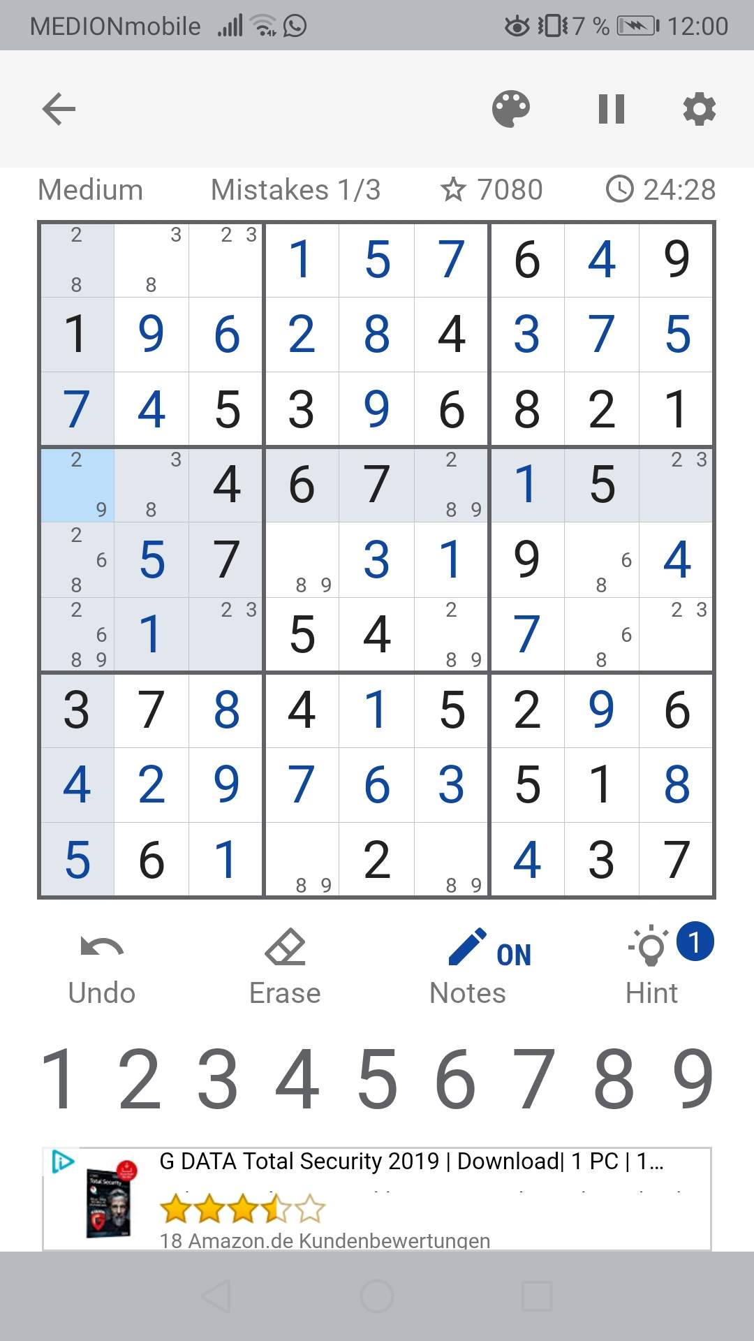 Ist dieses Sodoku unmöglich zu lösen (ohne zu raten)? (Mathematik, Logik, Rätsel)