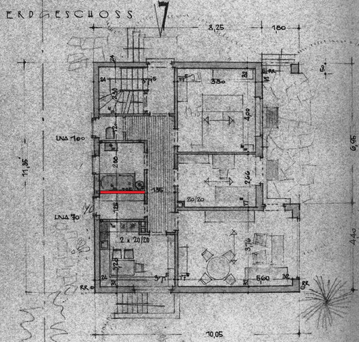 Ist Eine 11 5 Cm Dicke Wand Tragend In Diesem Fall Meine Die Rot Markierte Wand Im Erdgeschoss Plan Soll Entfernt Werden Architektur Statik