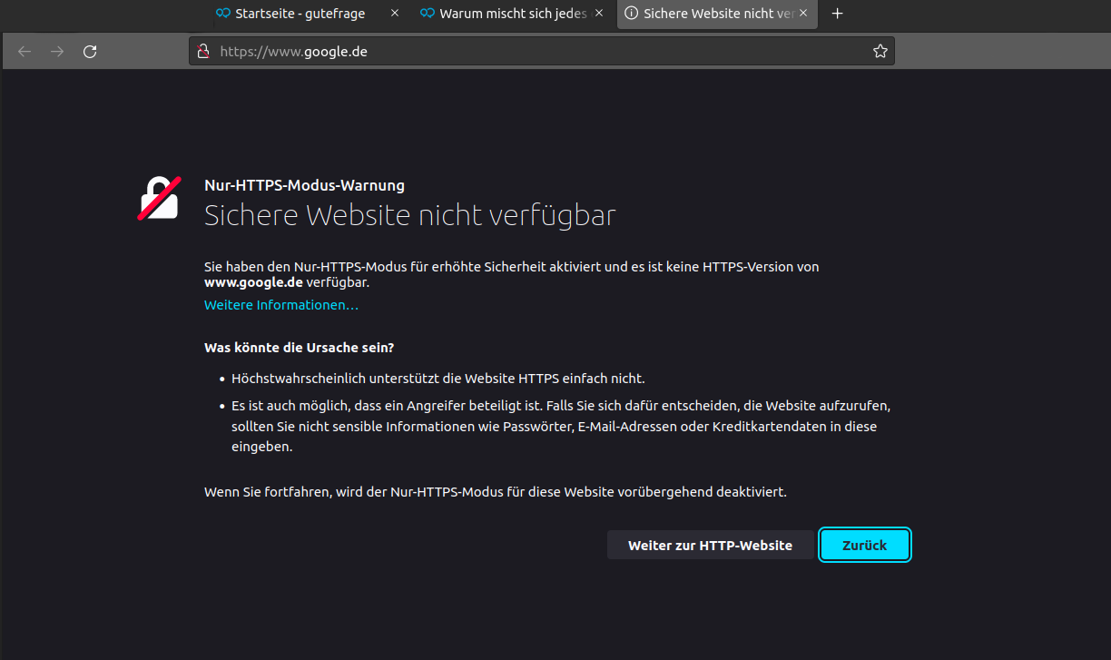 Ist es ein Hinweis auf einen ManintheMiddleAngriff, wenn sich eine HTTPSVerbindung nicht Ist es ein Hinweis auf einen ManintheMiddleAngriff, wenn sich eine HTTPSVerbindung nicht