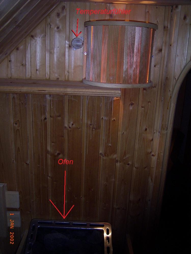 Ist es ein Problem wenn in der Sauna der Temperaturfühler über dem Ofen