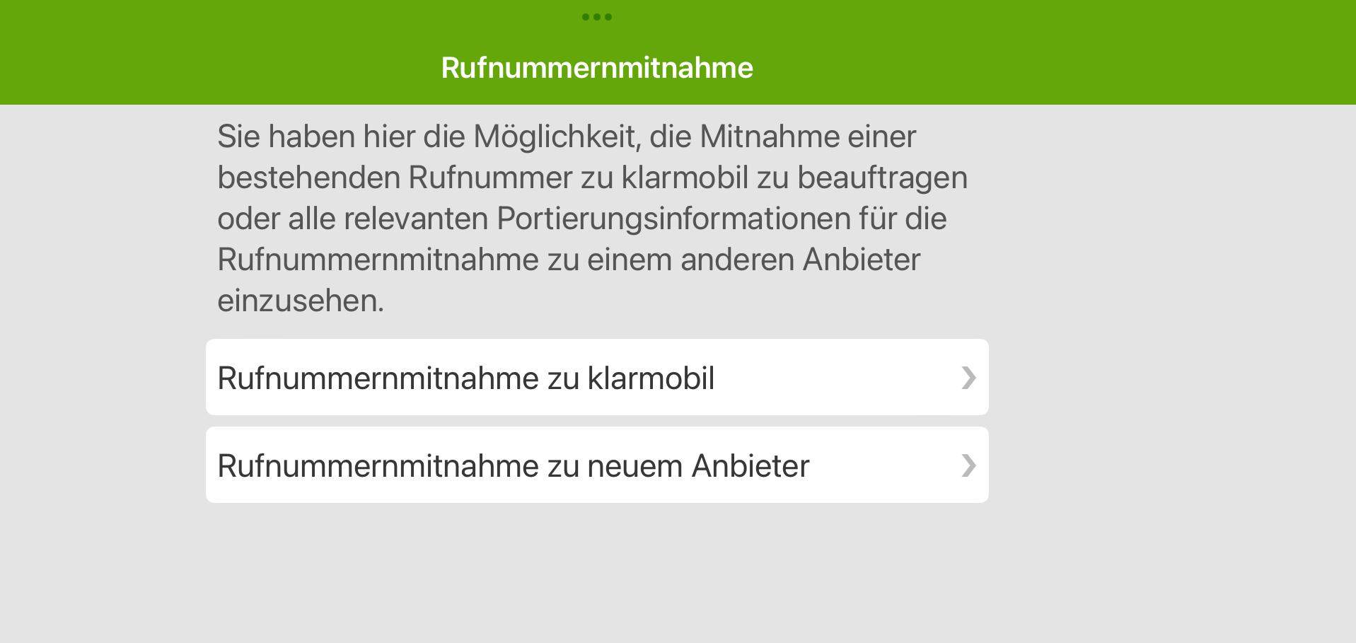 Ist es möglich, die Rufnummer innerhalb von Klarmobil mitzunehmen, weil ...
