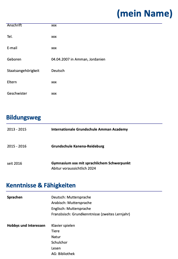 Ist Mein Lebenslauf Okay So Schule Bewerbung Praktikum