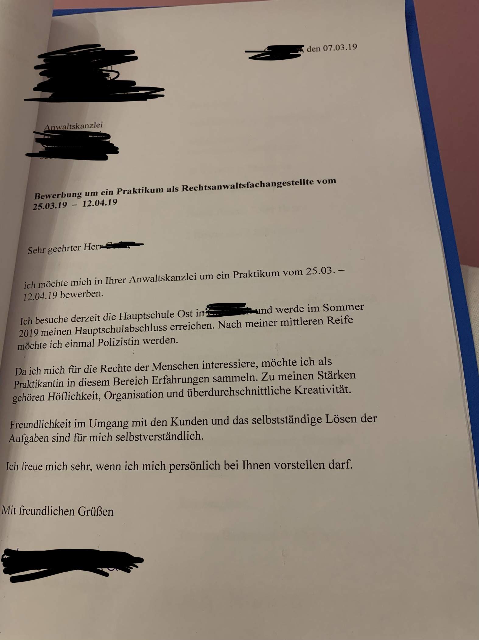 Ist meine Bewerbung als Rechtsanwaltsfachangestellte okay? (Rechtsanwalt)