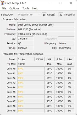 Ist meine CPU zu heiß,habe einen Intel i9 10900K der 100grad heiß wird?