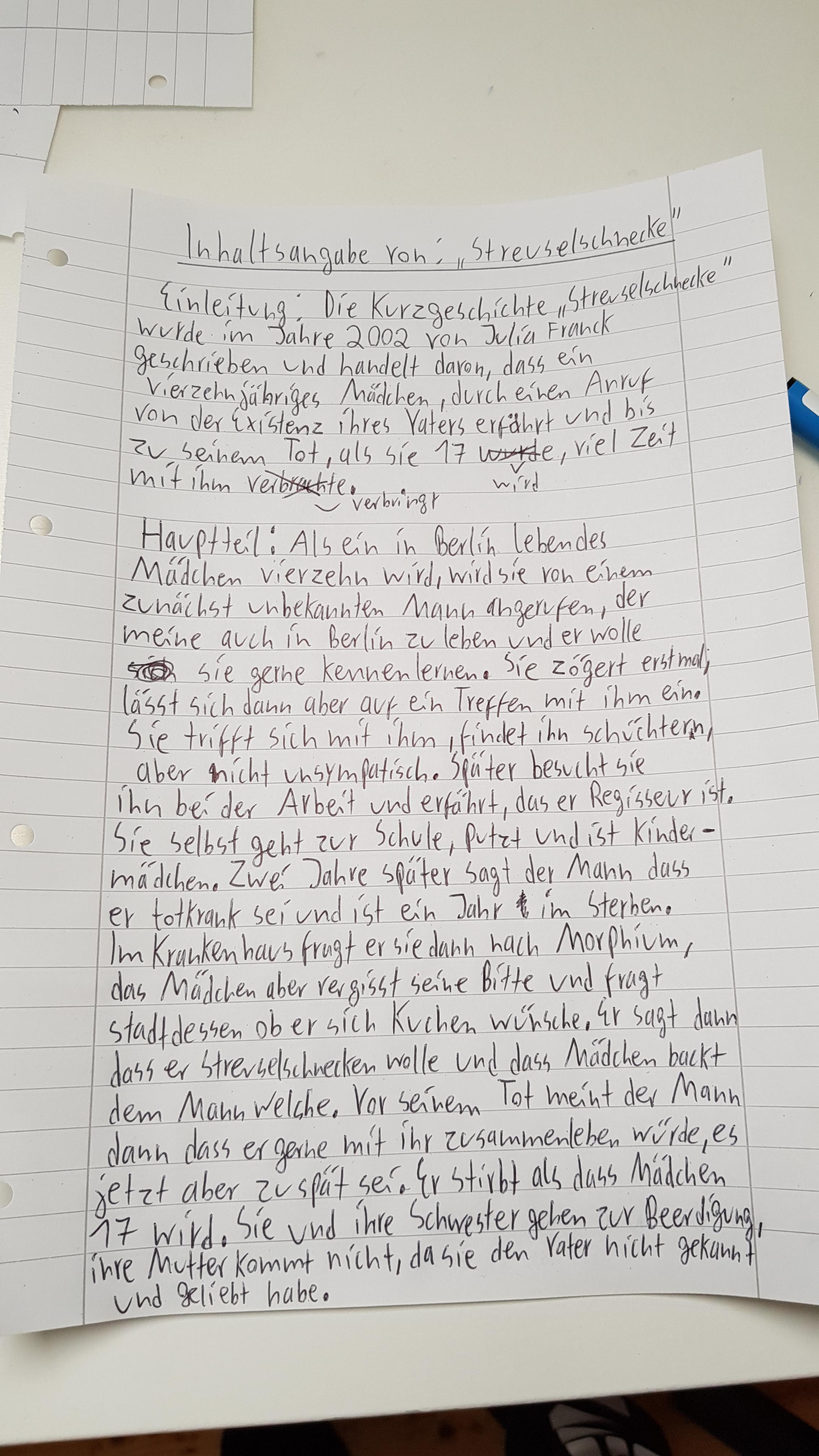 Ist meine Inhaltsangabe gut? (Schule, Deutsch, Schreiben)