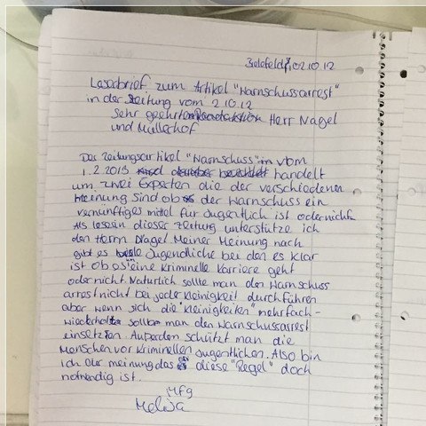 ...... - (Schule, Deutsch, Leserbrief)