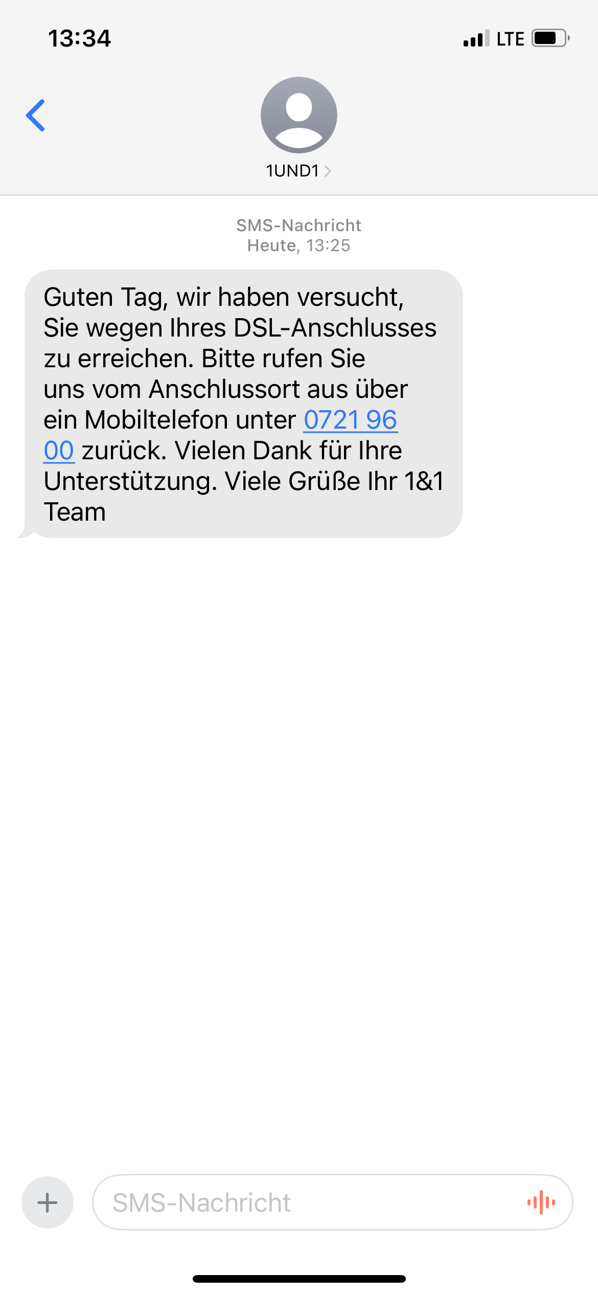 Ist so eine SMS von 1&1 seriös? (Handy, iPhone, Erfahrungen)