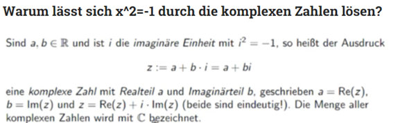 Ist x^2=-9 ein Ergebnis nur mit Imaginärteil, also ohne Realteil?