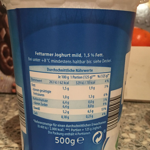 Nähwertangaben fettarmer Joghurt mild 1,5% - (Gesundheit und Medizin, Gesundheit, Ernährung)