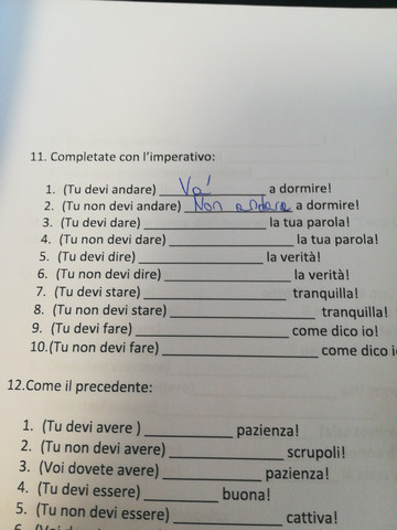 Italienisch Imperativ Verneinung Schule Sprache Grammatik